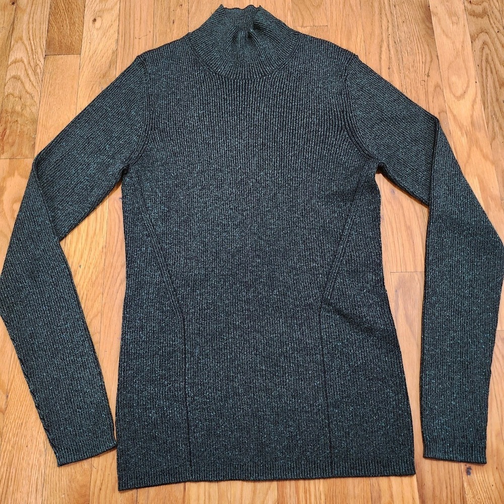 Diane Von Furstenberg Tess‎ Mock Neck Metallic Top In Holiday Green